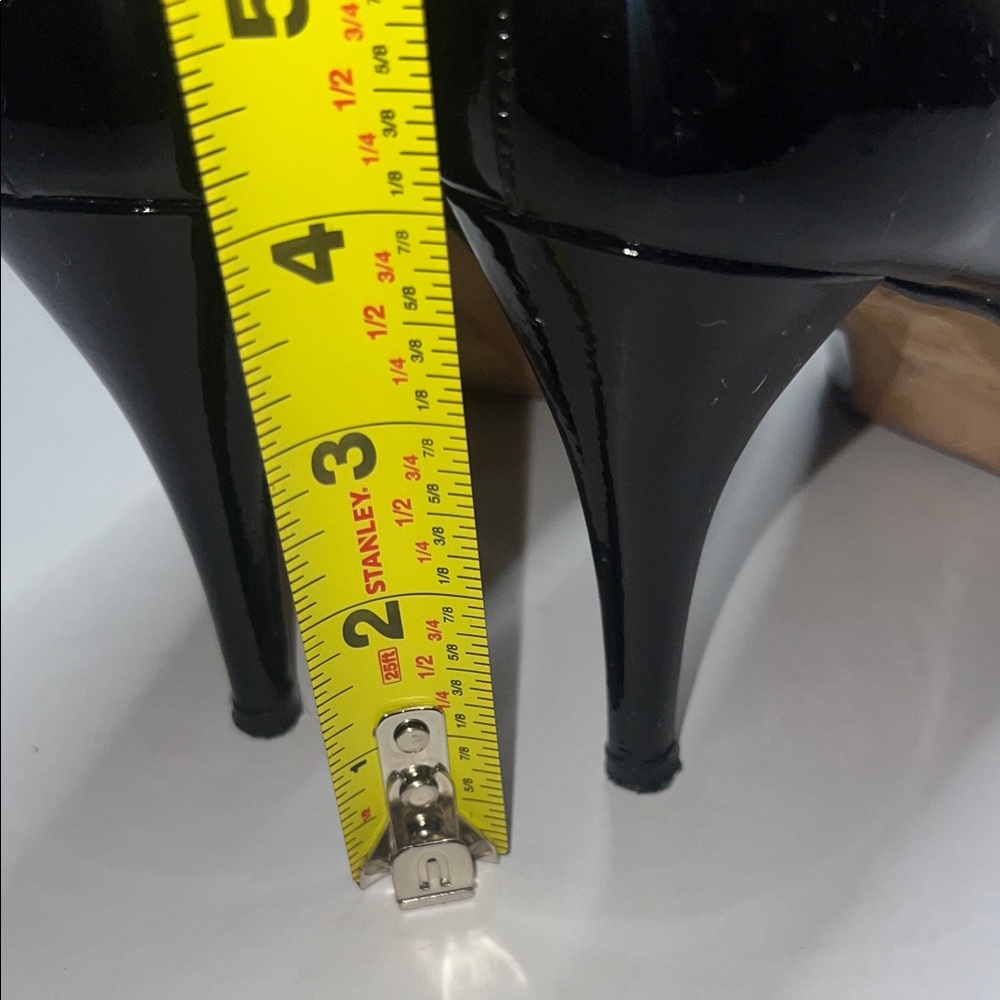 Stuart Weitzman Glossy Black Peep-Toe Heels - Picture 7 of 10